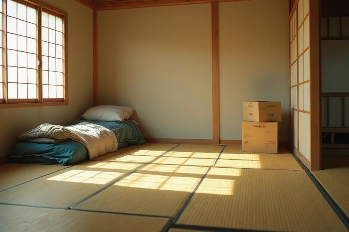 片付けを終えた明るい和室